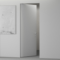 Дверь скрытого монтажа Порта Invisible Reverse 4A Праймер White 2300 мм, AL кромка матовая хром с 4 сторон, обратное открывание