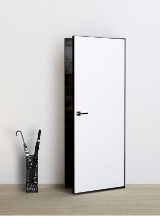 Дверь скрытого монтажа PX-0 Invisible 2300 мм, AL кромка черная с 4 сторон, открывание «на себя»