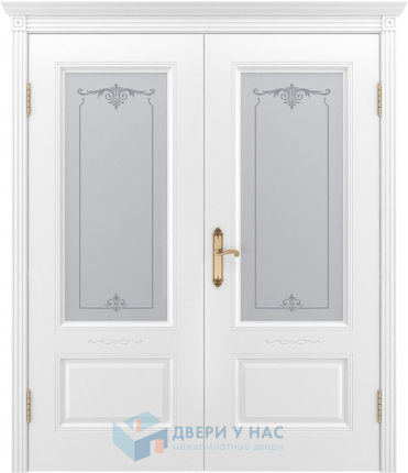 Двустворчатая дверь эмаль Шейл Дорс Аккорд остеклённая белый без патины 900x2000