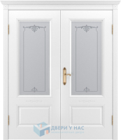 Двустворчатая дверь эмаль Шейл Дорс Аккорд остеклённая белый без патины