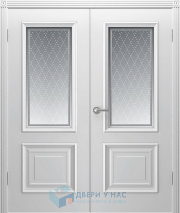 Двустворчатая дверь эмаль Шейл Дорс Акцент остеклённая белый 900x2000