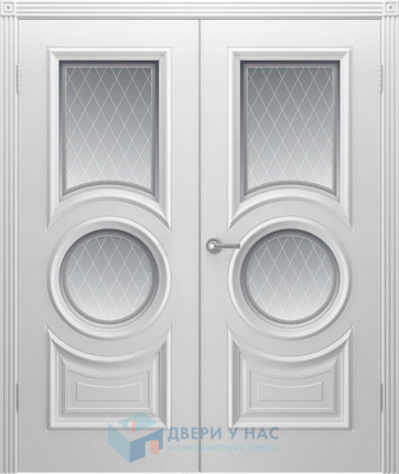 Двустворчатая дверь эмаль Шейл Дорс Богема остеклённая белый 900x2000