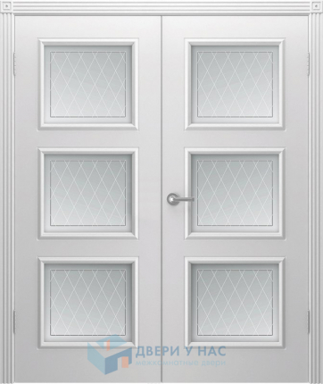 Двустворчатая дверь эмаль Шейл Дорс Тенор остеклённая белый 900x2000