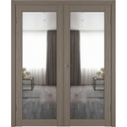 Двустворчатая дверь экошпон VFD Атум Х32, Reflex (зеркало с одной стороны), Brun Oak 900x2000