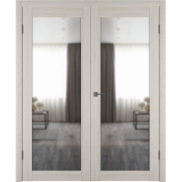 Двустворчатая дверь экошпон VFD Атум Х32, Reflex (зеркало с одной стороны), Scansom Oak