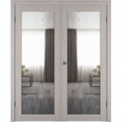 Двустворчатая дверь экошпон VFD Атум Х32, Reflex (зеркало с одной стороны), Stone Oak 900x2000