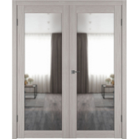 Двустворчатая дверь экошпон VFD Атум Х32, Reflex (зеркало с одной стороны), Stone Oak