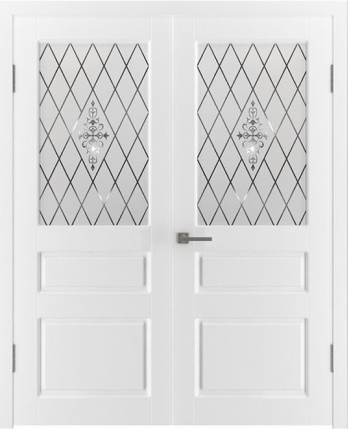 Двустворчатая дверь эмаль VFD Честер, остекленная, белый