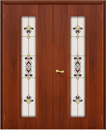 Двустворчатая дверь ламинированная Bravo 23Х Барокко, остеклённая, итальянский орех 900x2000