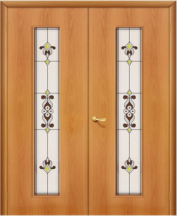 Двустворчатая дверь ламинированная Bravo 23Х Барокко, остеклённая, миланский орех 900x2000