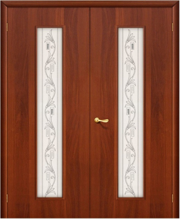 Двустворчатая дверь ламинированная Bravo 24Х Барокко, остеклённая, итальянский орех 900x2000