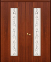 Двустворчатая дверь ламинированная Bravo 24Х Барокко, остеклённая, итальянский орех