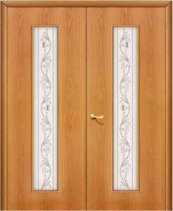 Двустворчатая дверь ламинированная Bravo 24Х Барокко, остеклённая, миланский орех