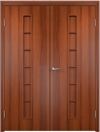 Двустворчатая дверь ламинированная Bravo 2Г Лесенка, глухая, итальянский орех 900x2000