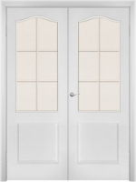 Двустворчатая дверь ламинированная Bravo Палитра, остеклённая, белый