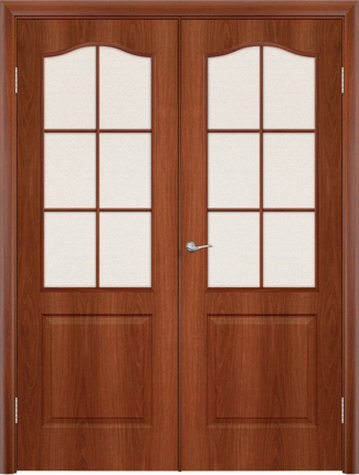 Двустворчатая дверь ламинированная Bravo Палитра, остеклённая, итальянский орех 900x2000