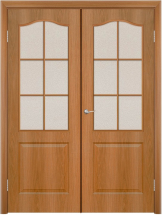 Двустворчатая дверь ламинированная Bravo Палитра, остеклённая, миланский орех 900x2000