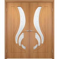 Двустворчатая дверь Лотос, остекленная, миланский орех