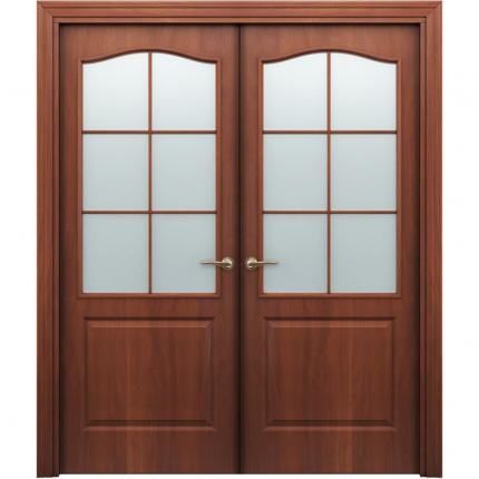 Двустворчатая дверь ламинированная Бекар ПАЛИТРА 11-4, остекленная, итальянский орех 900x2000