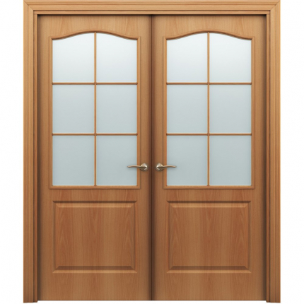 Двустворчатая дверь ламинированная Бекар ПАЛИТРА 11-4, остекленная, миланский орех 900x2000