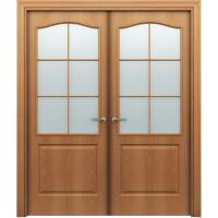 Двустворчатая дверь ламинированная Бекар ПАЛИТРА 11-4, остекленная, миланский орех