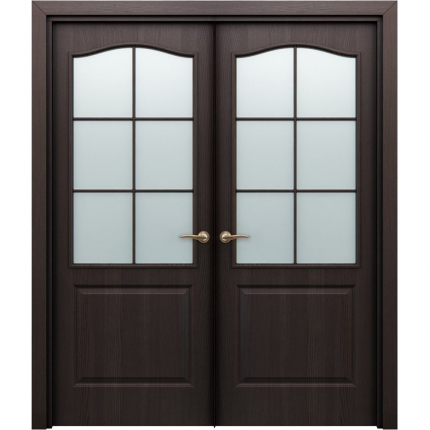 Двустворчатая дверь ламинированная Бекар ПАЛИТРА 11-4, остекленная, венге 900x2000