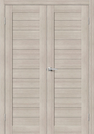 Двустворчатая дверь экошпон Bravo Порта-21, глухая, Cappuccino Veralinga 900x2000