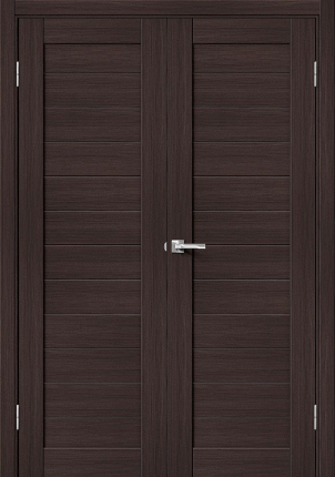 Двустворчатая дверь экошпон Bravo Порта-21, глухая, Wenge Veralinga 900x2000