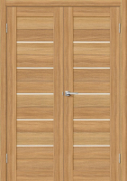 Двустворчатая дверь экошпон Bravo Порта-22, остекленная, Anegri Veralinga