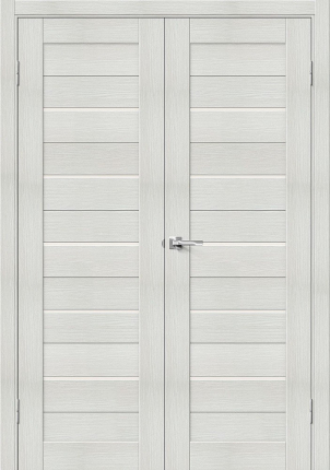 Двустворчатая дверь экошпон Bravo Порта-22, остекленная, Bianco Veralinga