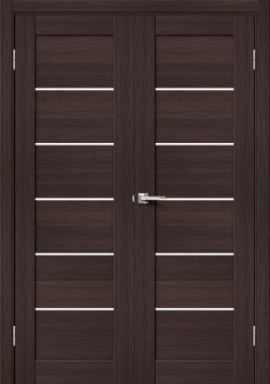 Двустворчатая дверь экошпон Bravo Порта-22, остекленная, Wenge Veralinga 900x2000