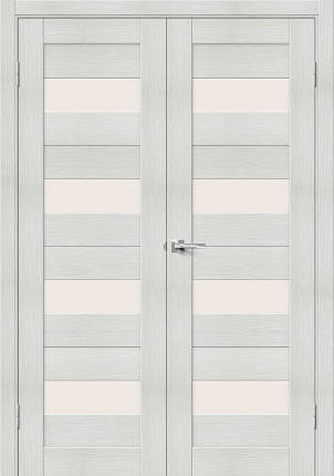 Двустворчатая дверь экошпон Bravo Порта-23, остекленная, Bianco Veralinga 900x2000