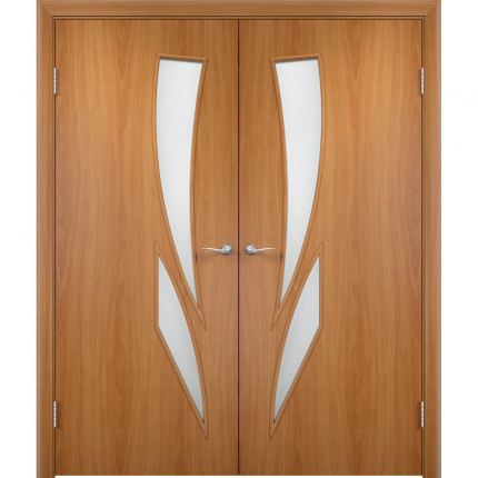 Двустворчатая дверь ламинированная Bravo Стрелиция, остеклённая, миланский орех 900x2000