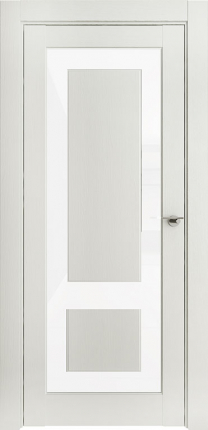 Межкомнатная дверь экошпон Uberture 00003, остекленная, серена белая, зеркало белое