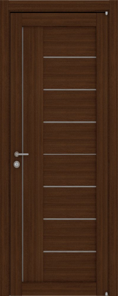 Межкомнатная дверь экошпон Uberture 2110, остеклённая, орех вельвет 900x2000