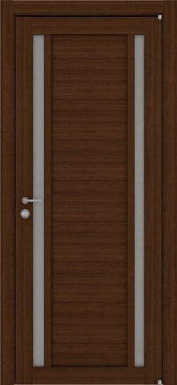 Межкомнатная дверь экошпон Uberture 2122, остеклённая, орех вельвет 900x2000