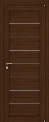 Межкомнатная дверь экошпон Uberture 2125, остеклённая, орех вельвет 900x2000