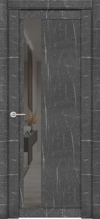 Межкомнатная дверь экошпон Uberture 30004/1, остеклённая, зеркало серое, торос графит 900x2000