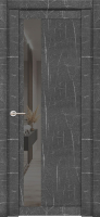 Межкомнатная дверь экошпон Uberture 30004/1, остеклённая, зеркало серое, торос графит