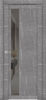 Межкомнатная дверь экошпон Uberture 30004/1, остеклённая, зеркало серое, торос серый