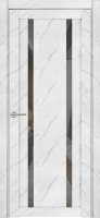 Межкомнатная дверь экошпон Uberture 30006/1, остеклённая, зеркало серое, монте белый