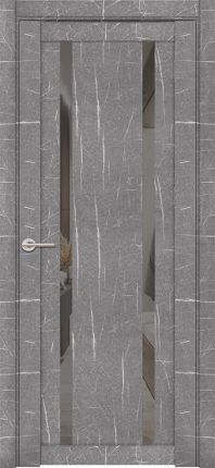 Межкомнатная дверь экошпон Uberture 30006/1, остеклённая, зеркало серое, торос серый