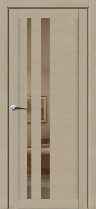 Межкомнатная дверь экошпон Uberture 30008 Soft touch, остеклённая, софт кремовый, зеркало бронза