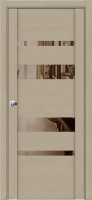 Межкомнатная дверь экошпон Uberture 30013 Soft touch, остеклённая, софт кремовый, зеркало бронза
