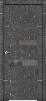 Межкомнатная дверь экошпон Uberture 30037/1, остеклённая, зеркало серое, торос графит 900x2000