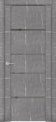 Межкомнатная дверь экошпон Uberture 30039/1, остеклённая, зеркало серое, торос серый 900x2000