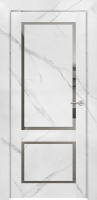 Межкомнатная дверь экошпон Ubertur 301, остекленная, монте белый, зеркало серое