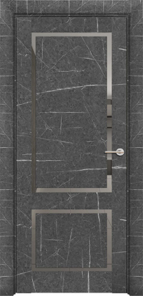 Межкомнатная дверь экошпон Ubertur 301, остекленная, торос графит, зеркало серое