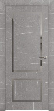 Межкомнатная дверь экошпон Ubertur 301, остекленная, торос серый, зеркало серое