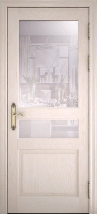 Межкомнатная дверь экошпон Uberture 40006, остеклённая, ясень перламутр